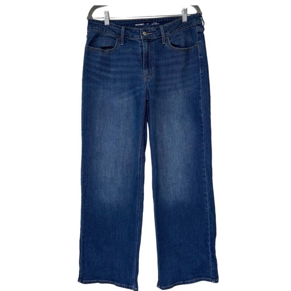 Old Navy Blue Wow High Rise Wide-Leg Jeans 12 - Picture 4 of 11